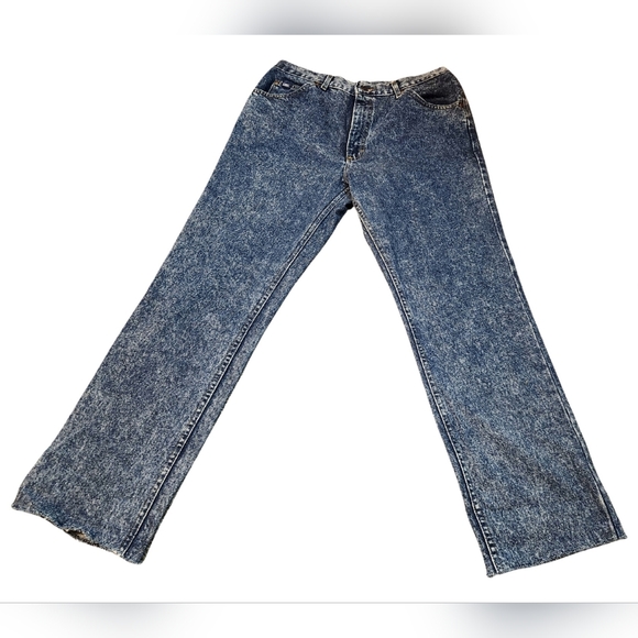 Vintage 1970's Lee's Acid Washed Jeans - Size 34/32 (read description) - Blue - Picture 7 of 10
